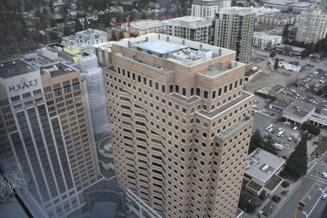 The Kemper Development helistop sits atop the Bank of America building in downtown Bellevue.