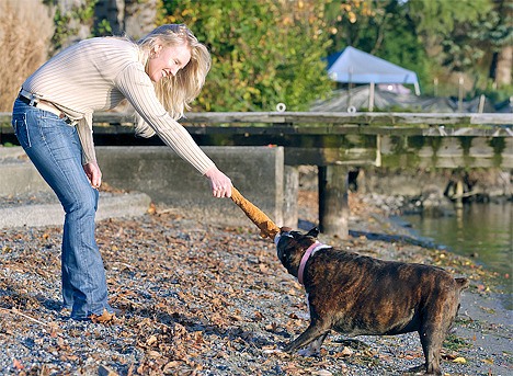 Michelle Nichols spends time with her dog