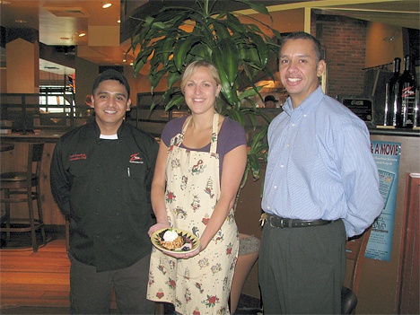 Executive Chef Noel Sanchez (left) and General Manager Matt Vega chose Denise LaCaille the winner of the Z’Tejas Chile Fest Dessert Contest.