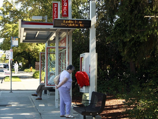 The new RapidRide stops will feature reader boards with real-time bus arrival times