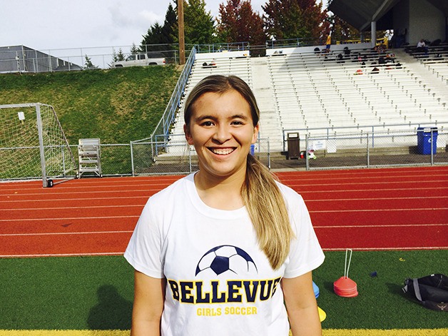 Bellevue Wolverines senior Brittley Gaan is the starting goalie on the varsity soccer team. The Wolverines captured fourth place at the Class 3A state tournament in 2014.