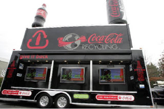 Bellevue’s Coca-Cola Bottling Company showed off the firm’s Recycling Activation Trailer on Friday
