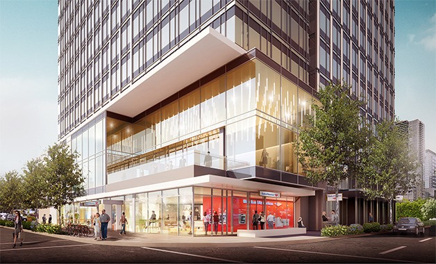 This rendering shows the design for the Bank of America branch on the ground floor of the Centre 425 building - slated to open summer 2016.