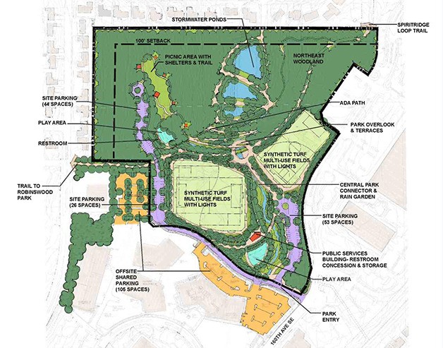 A rendering of the 27.7 acre Bellevue Airfield Park.