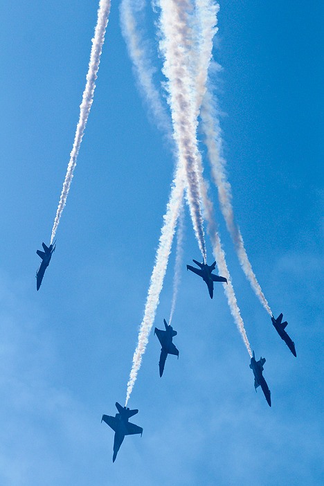 The U.S. Navy Blue Angels will be flying over Lake Washington from Thursday through Sunday.