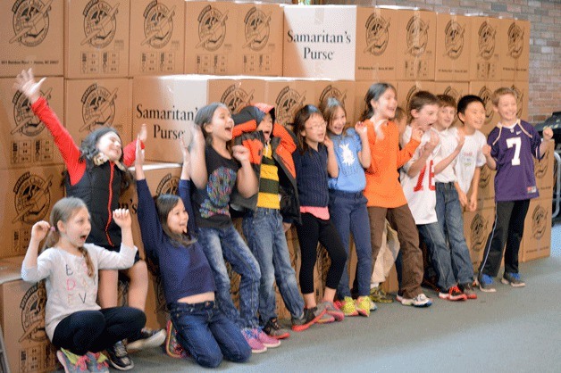 Students at Eastside Christian School in Bellevue hundreds of boxes school supplies