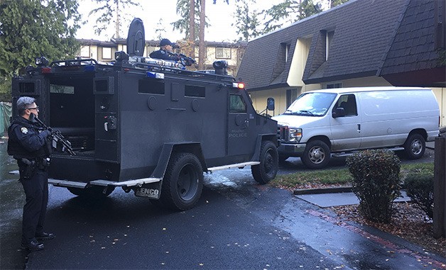 A member of Bellevue's SWAT team is pictured on Nov. 24.