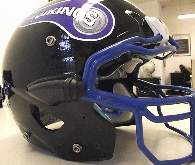 A prototype for the Bellevue Christian football helmet.