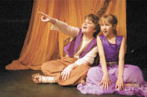 Sam Tacher stars as Aladdin and Theodora Nestorova as Jasmine in Village Theatre’s KIDSTAGE production of “Aladdin Jr.” The play runs April 17 through 20 at First Stage Theatre