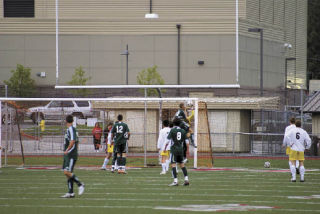 Newport goalkeeper Adam Dootson goes up to stop a shot from Skyline on Tuesday