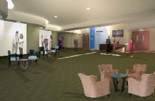 Illustration shows the lobby area of the updated facility.