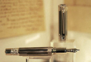 Mont Blanc’s John Adams’ pen is on display - and for sale - at the company’s shop in Bellevue Square. The pen is one of 50 produced by the company and only available in the United States. It is the second in the series of America’s Signatures of Freedom Pens. The first was the George Washington pen. The John Adams pen is made with 750 solid white gold with hematite inlay