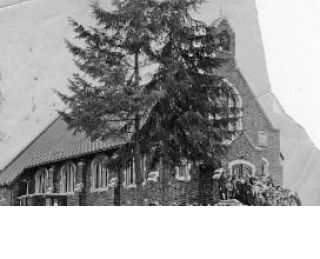 The congregation outside Sacred Heart Church