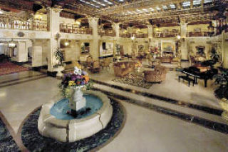 The lobby of the Davenport Hotel in Spokane is reminiscent of an Italian piazza.