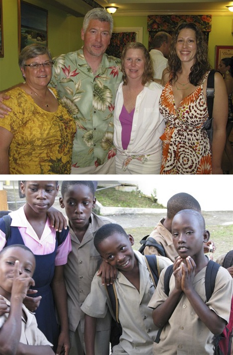 Top: Dr. C.R. Anderegg and his the employees from his Bellevue dental practice traveled to Jamaica this month to provide free dental care to people living in rural parts of the country. Bottom: Patients helped by Anderegg and his crew.