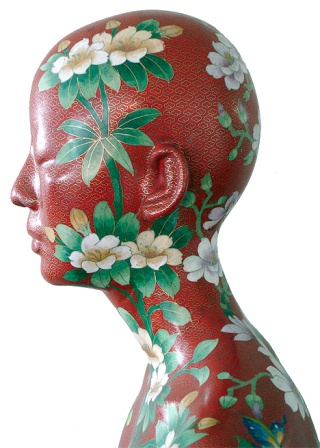 Ah Xian's Human Human cloisonné Bust 8 – Ten Thousand Flower. Hand-beaten copper