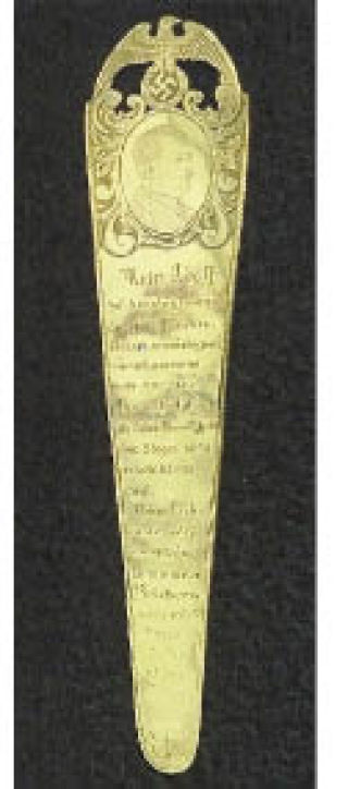 The bookmark was a gift to Hitler from his long-time companion