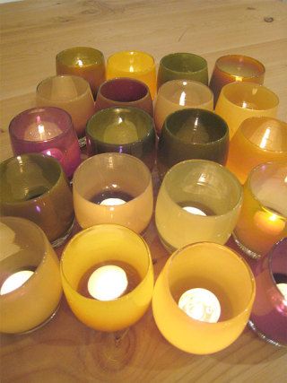 Glassybaby votives come in many colors.