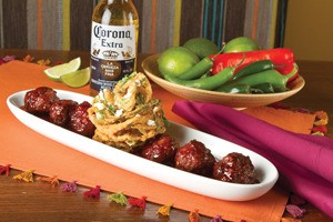 Z’Tejas' Prickly Pear Glazed Meatballs: Beef and chorizo meatballs smothered in a prickly pear chipotle BBQ sauce
