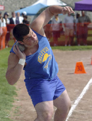 Bellevue’s David DeCastro uncorks a throw of 58 feet