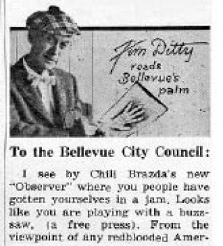 A typical opening salvo from James Ditty’s editorial column in the Bellevue Observer
