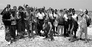 The Tyee Middle School service-project team poses with students from the Sheffield All-Age School in Jamaica during a trip to that country in June 2007.