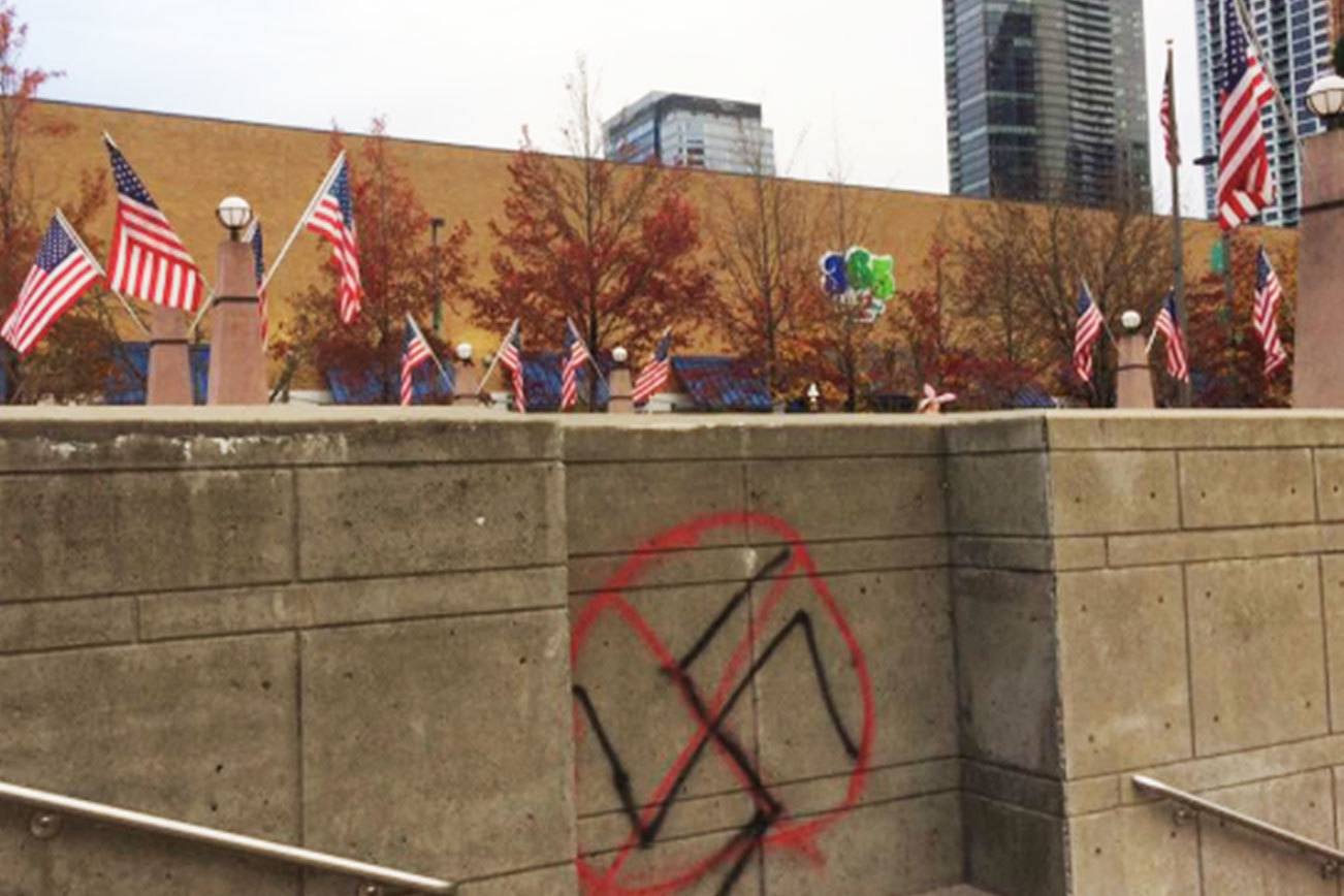 Bellevue police investigating swastika graffiti in Downtown Park