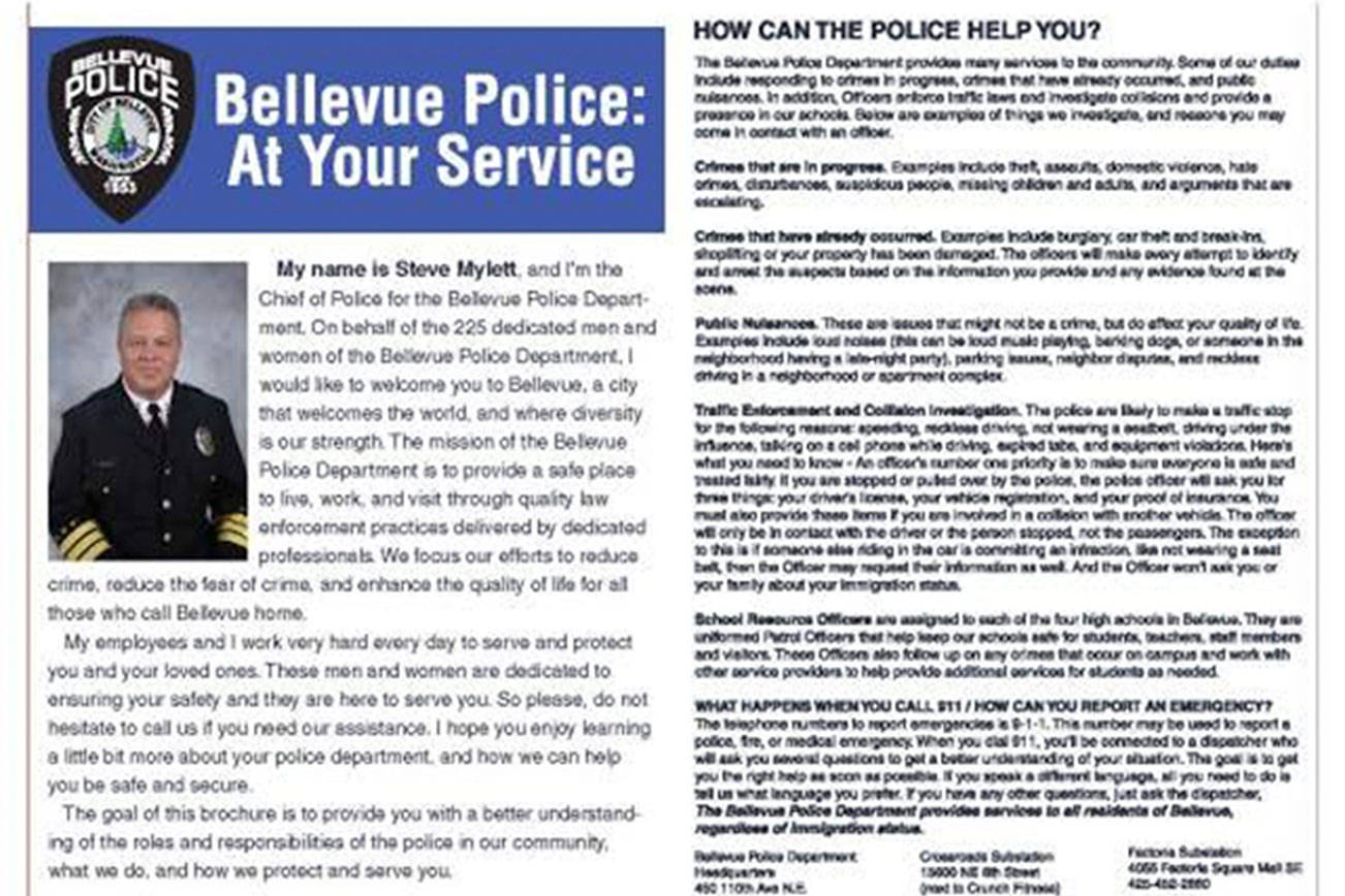 Bellevue police reach out to bilingual residents with ‘At Your Service’ brochures, video