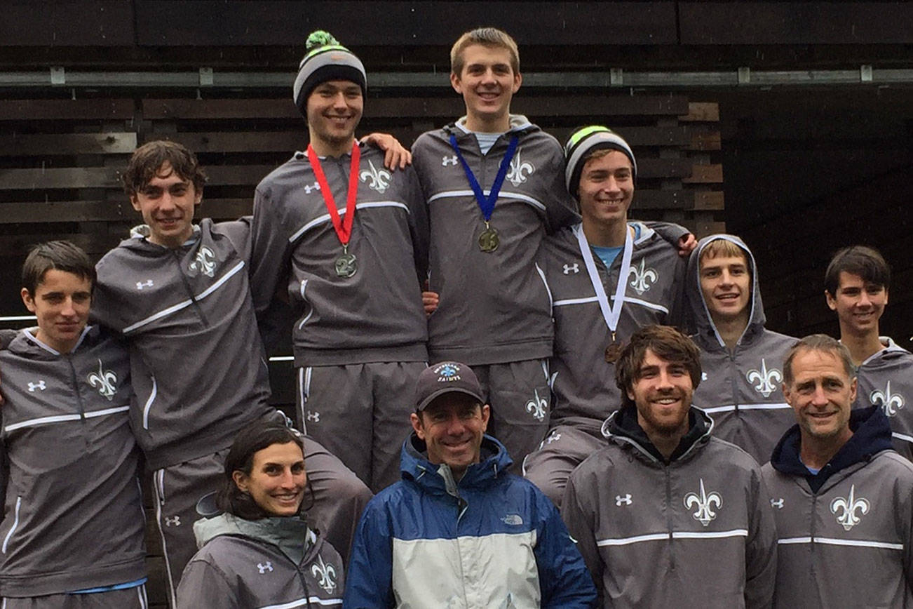 Photo courtesy of Jeff Roberts                                The Interlake Saints boys Cross Country team won the KingCo 3A/2A meet on Oct. 21 at Lake Sammamish State Park in Issaquah. The Saints compiled 23 team points (low score wins in Cross Country). Redmond finished in second place with 38 points.