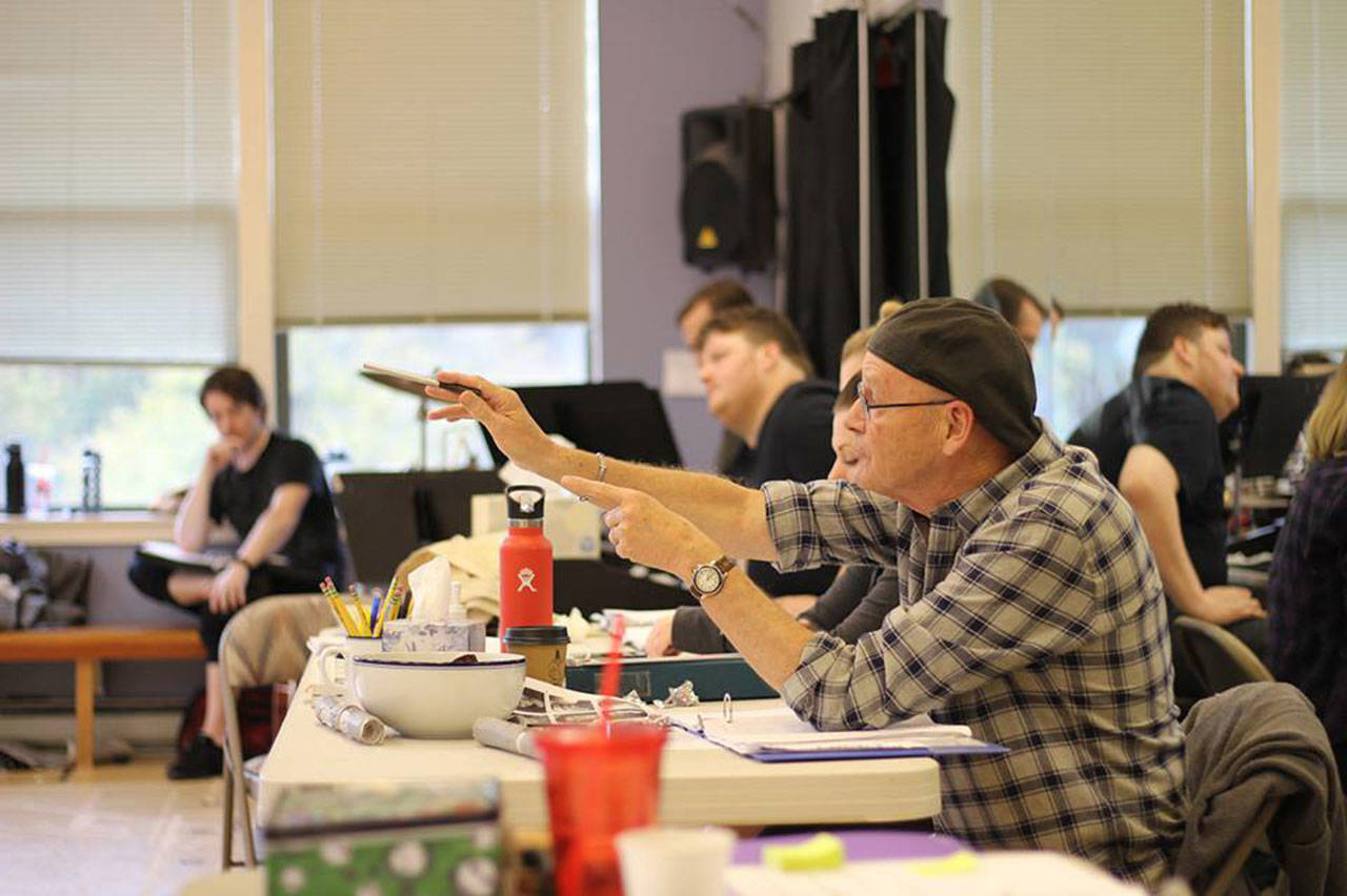 Director Steve Tomkins guides the Newsies at rehearsal two weeks before opening night. Photo courtesy of Village Theatre