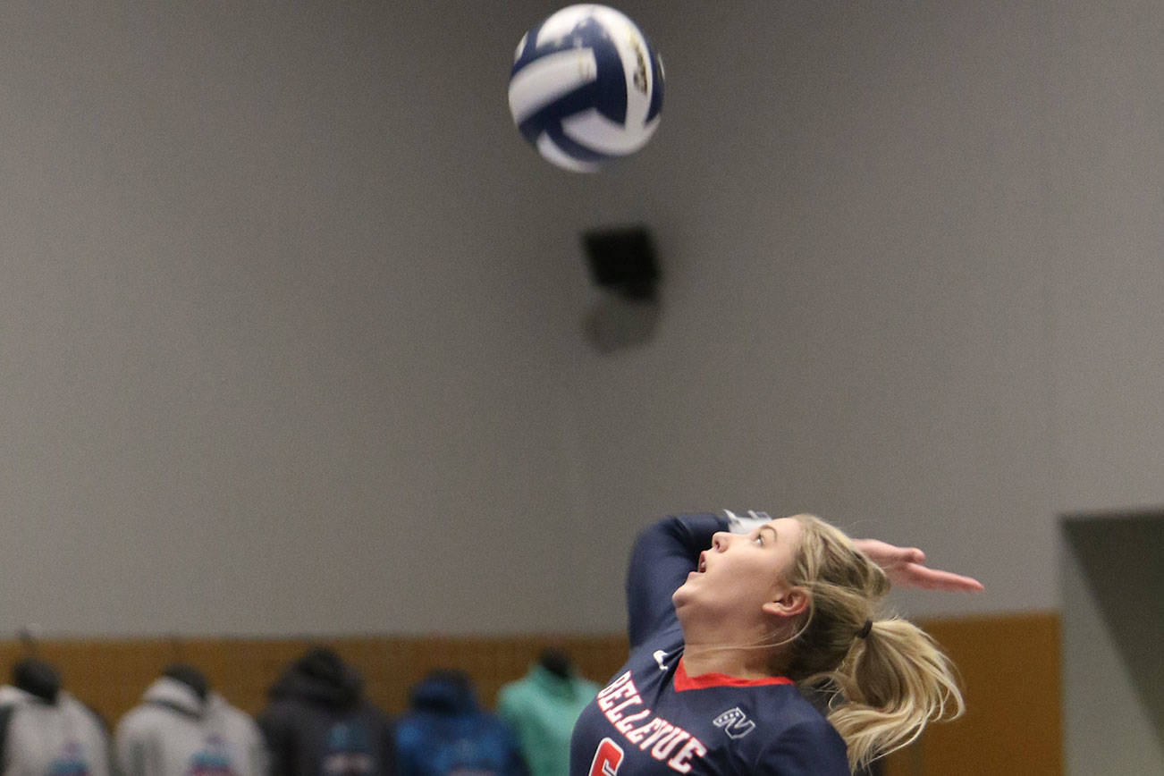 Photo courtesy of Tracy Swisher/NWAC Sports Information Director                                Bellevue Bulldogs sophomore volleyball player Averi Dyer was named a first-team All-American for two-year colleges by the American Volleyball Coaches Association on Dec. 8. Dyer, who played outside hitter for the Bulldogs during the 2017 season, led her team to a second place finish at the 2017 NWAC Championships. The Bulldogs finished the season with an overall record of 38-14.