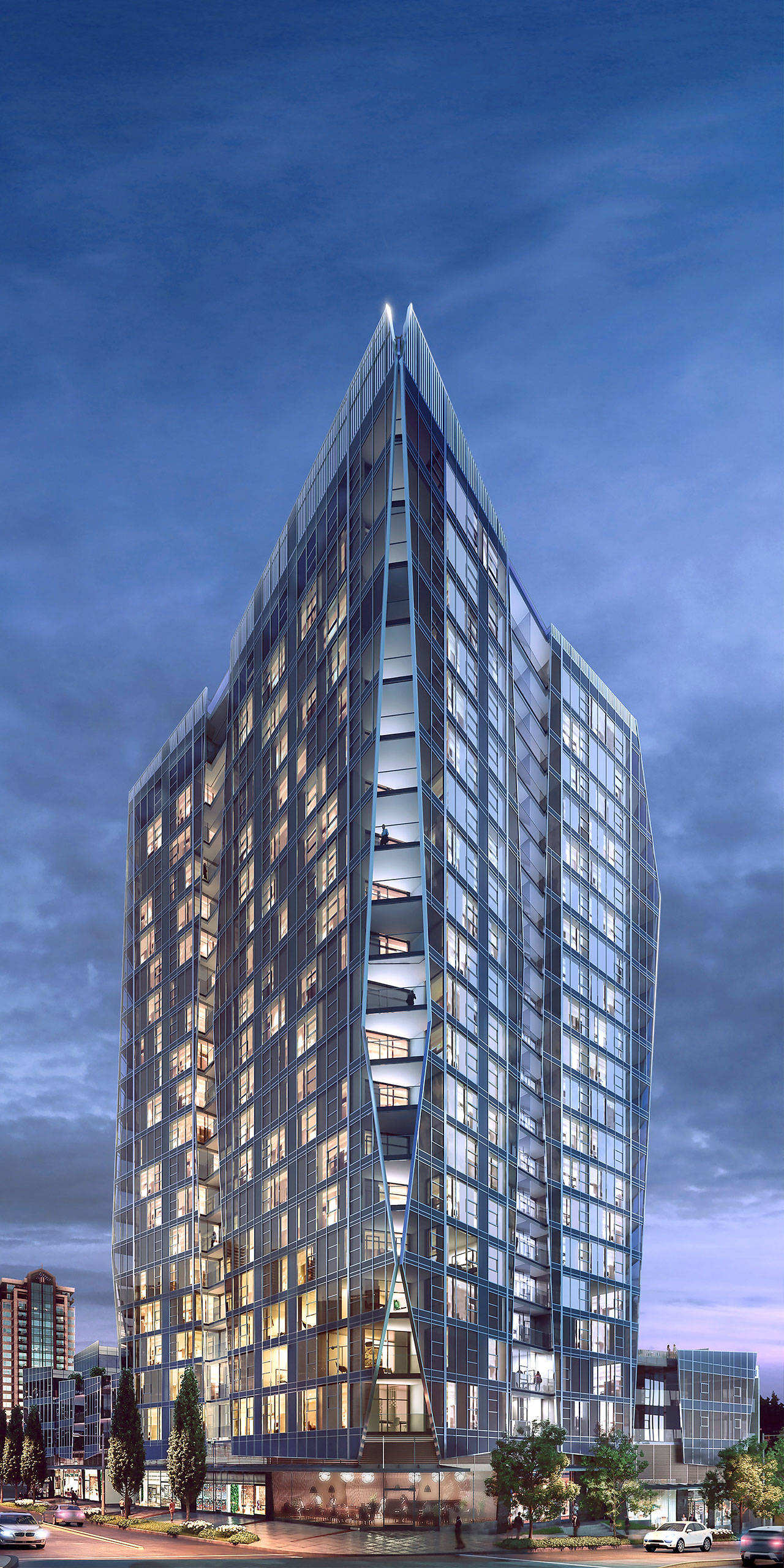 An evening rendering of One88 in Downtown Bellevue. Courtesy photo