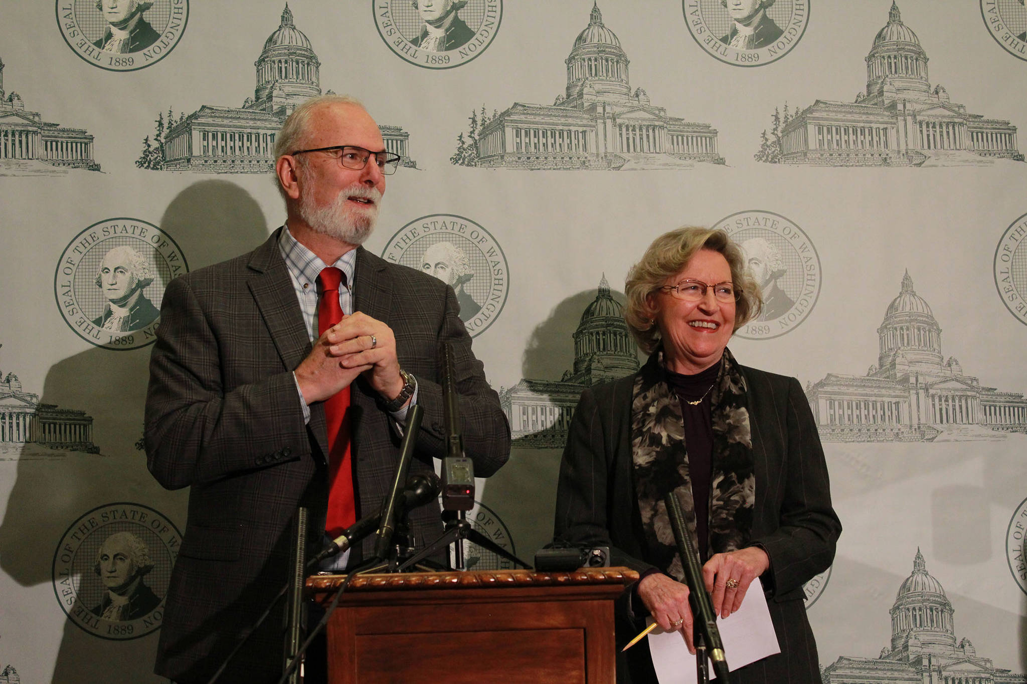 Senators Phil Fortunato, R-Auburn, and Barbara Bailey, R-Oak Harbor, hosted a press conference on Wednesday to introduce their bills meant to increase school safety and mental health awareness. Photo by Taylor McAvoy