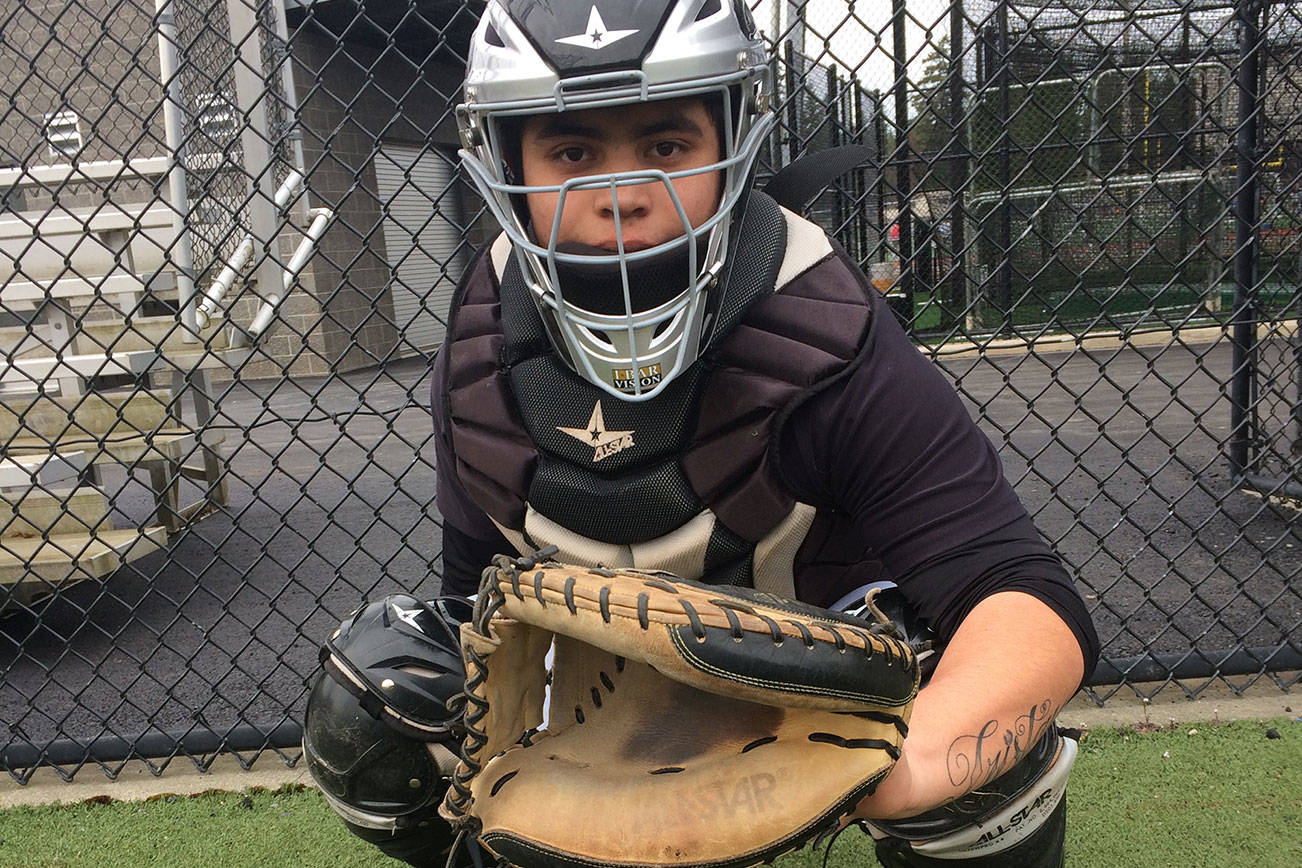 Sammamish Totems senior catcher Noah Shaw earned Class 2A all-state honors as a junior during the 2017 season. Shaw, who played third base last season, will be the Totems’ starting catcher this spring. Shaun Scott/staff photo