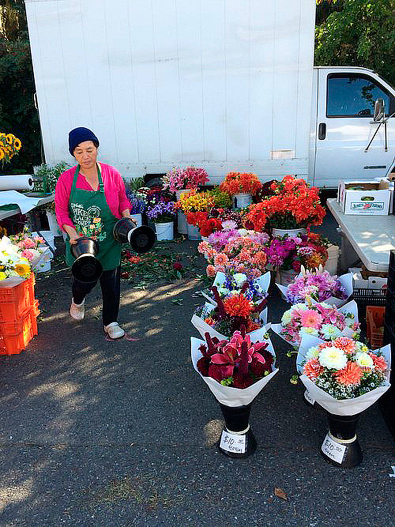 What’s a farmers market without flowers? Bellevue Farmers Market vendor Lee Lor & Garden sells beautiful flowers throughout the season. Photo courtesy of Bellevue Farmers Market