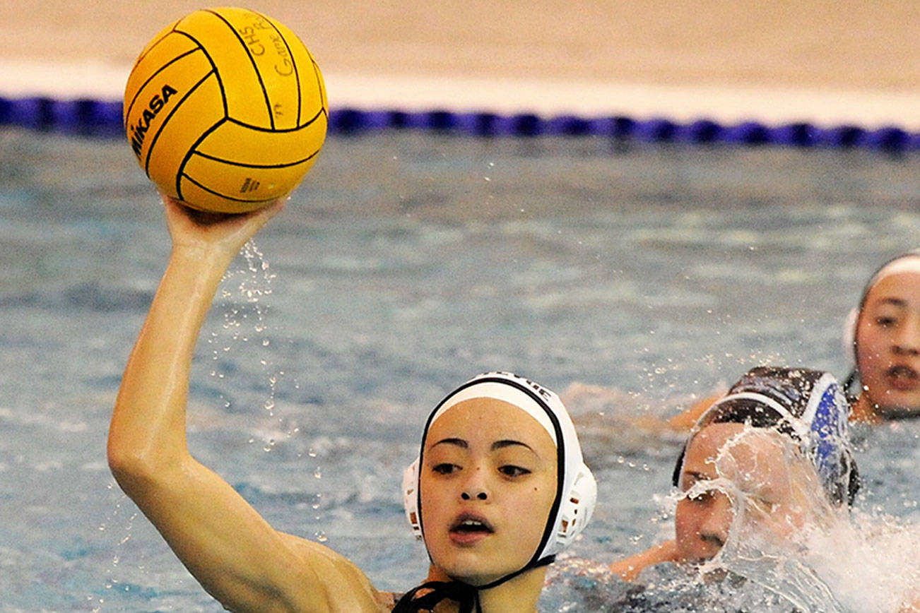 Photo courtesy of Doug Frazer                                Bellevue Wolverines senior girls water polo player Natasha Schmid is one of the Wolverines team captains this season. Schmid wants to lead the Wolverines to the state championship game this May.