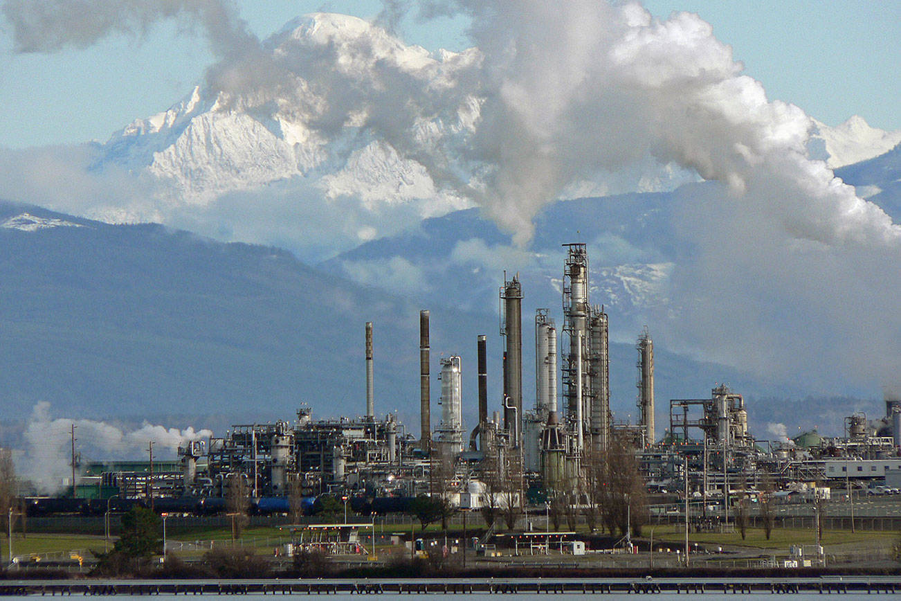 This petroleum refinery in Anacortes is run by Shell, one of the defendants in the suit brought by King County. Photo by Walter Siegmund/Wikipedia Commons