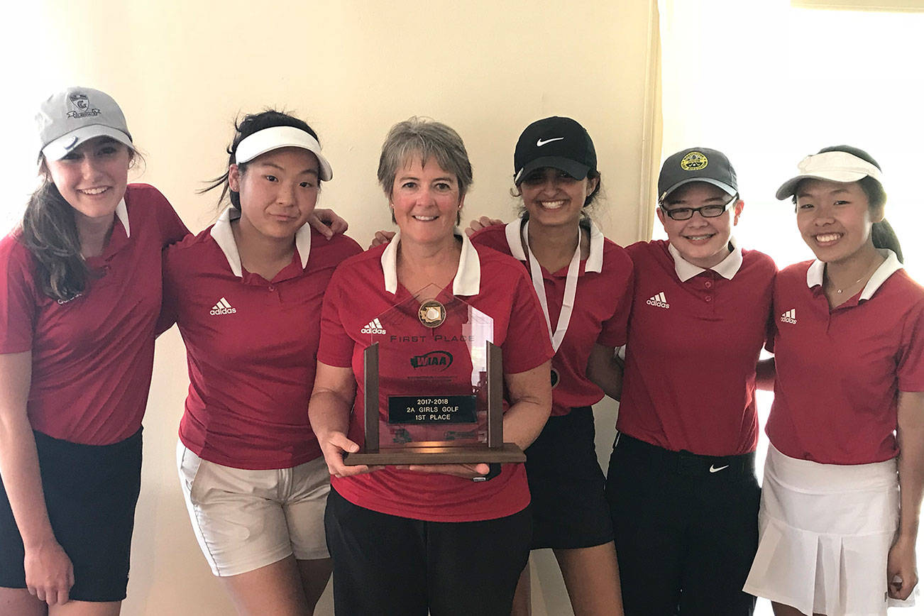 Photo courtesy of Wesley Newton                                The Sammammish Totems girls golf team (pictured) earned the Class 2A girls golf state championship. The Totems, who compiled 143 total team points, dominated the entire tournament. Bellingham finished in second place with 97.5 points.