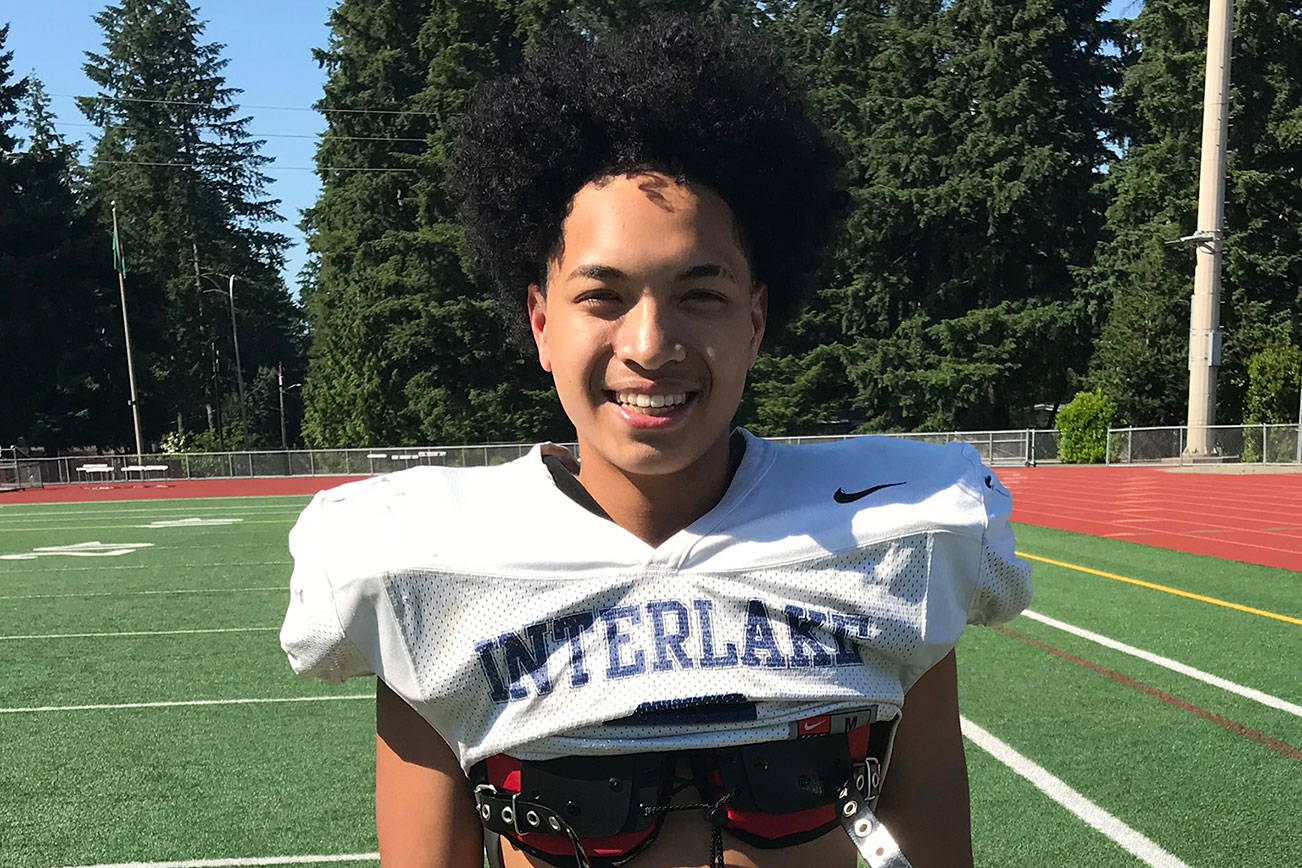 Interlake Saints running back/cornerback Austin Hourn is looking forward to his senior season on the football field. Hourn is a huge fan of new head coach Shawn Hartline’s mode of operation in spring practice sessions. Shaun Scott, staff photo
