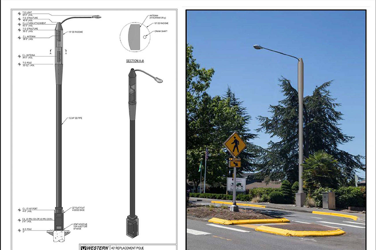 A rendering of Verizon’s light pole small cell implementation designs for Kirkland. Courtesy of the city of Kirkland