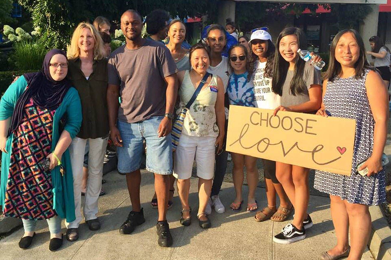 Locals gather in support of each other at an ant-hate rally on Aug. 5. Photo courtesy of Rebecca Schaechter