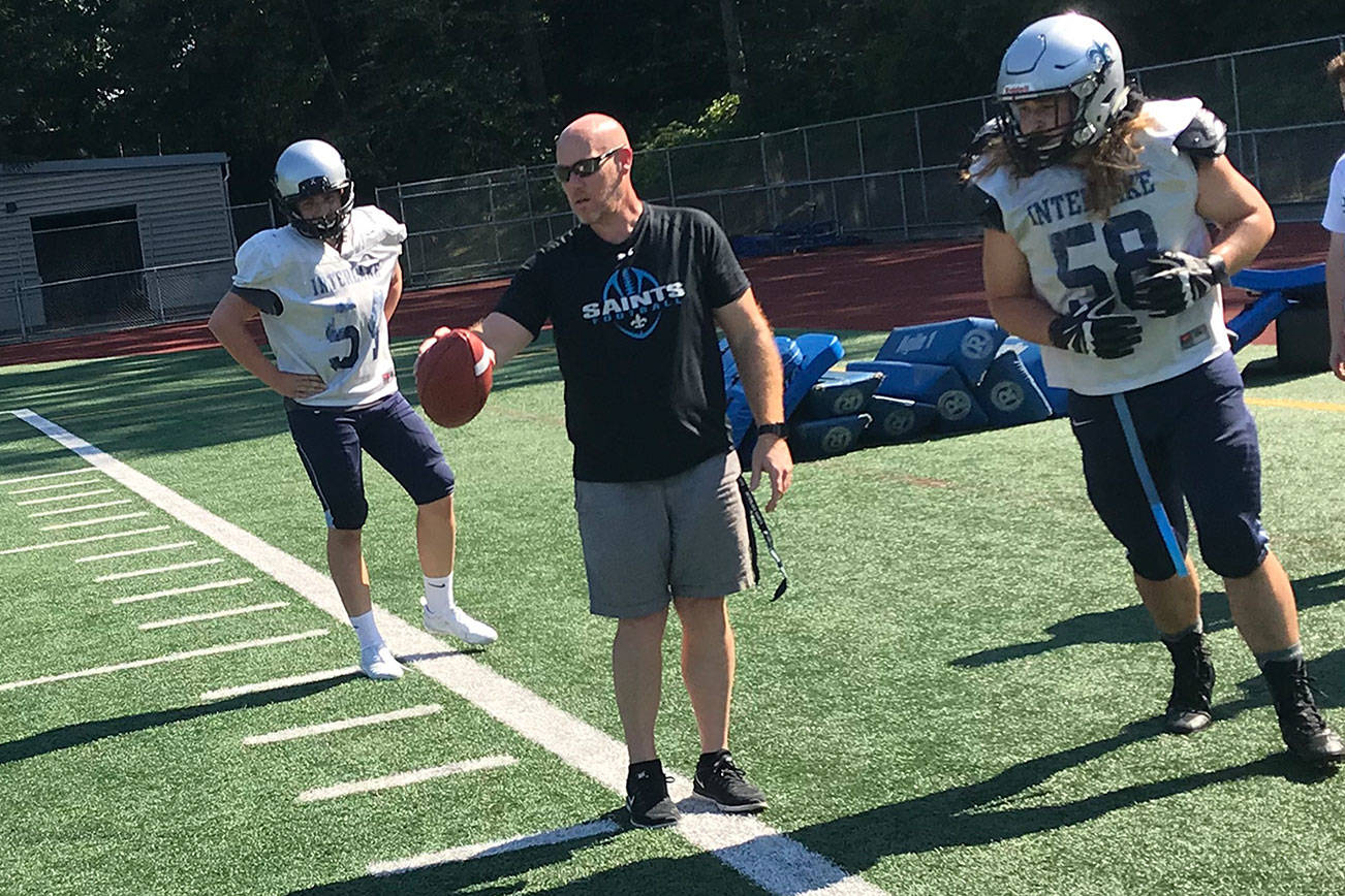 Interlake Saints head coach Shawn Hartline will be in his first season as a head coach at the high school level this fall. Hartline replaces his brother Brian, who coached the Saints for the past two seasons. Shaun Scott/staff photo