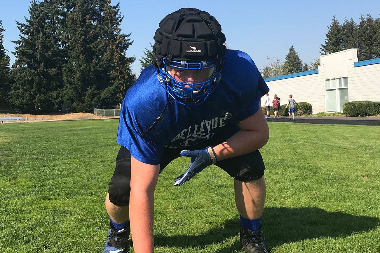 Bellevue Christian Vikings junior Sam Tefft is one of the most dominating lineman in the Class 1A division. Shaun Scott/staff photo
