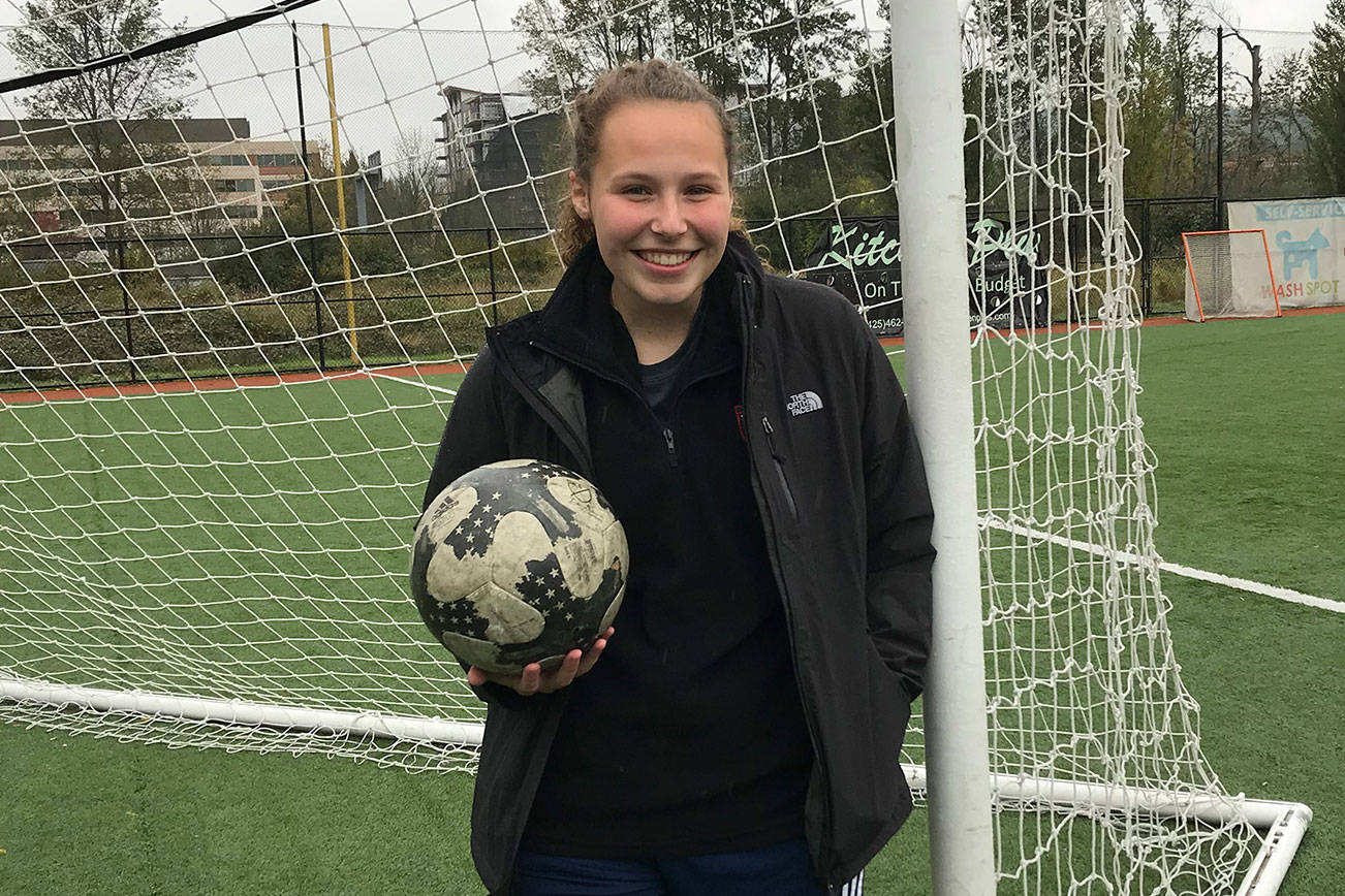 Bellevue Christian Vikings senior goalie Emilie Groeschel wants to see her team advance deep into the postseason this November on the soccer pitch. Shaun Scott/staff photo