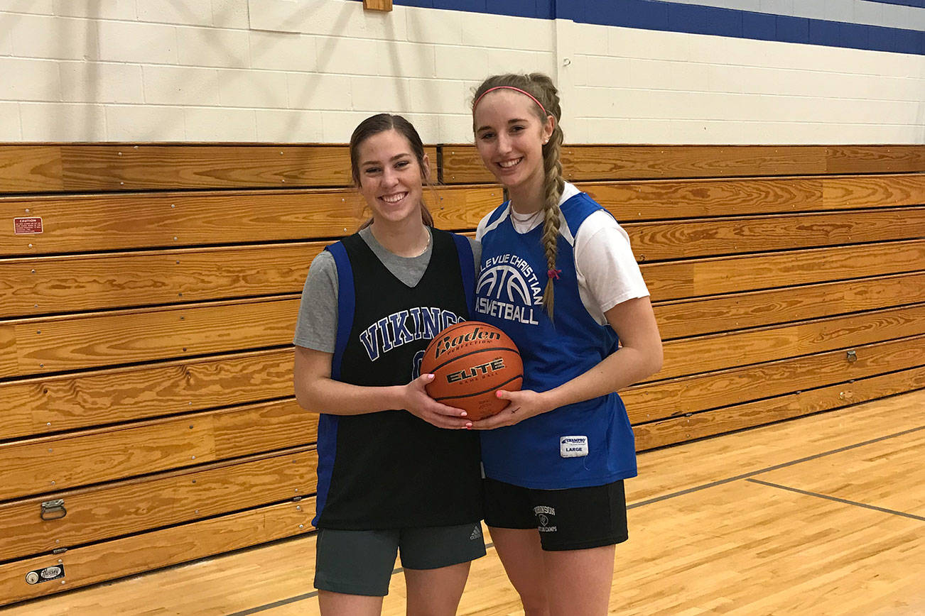 Bellevue Christian Vikings seniors Molly VandenBrink, left, and Molly Olson, right, are two of the Vikings five seniors on the varsity roster. Bellevue Christian currently has an overall record of 17-0. Shaun Scott, staff photo