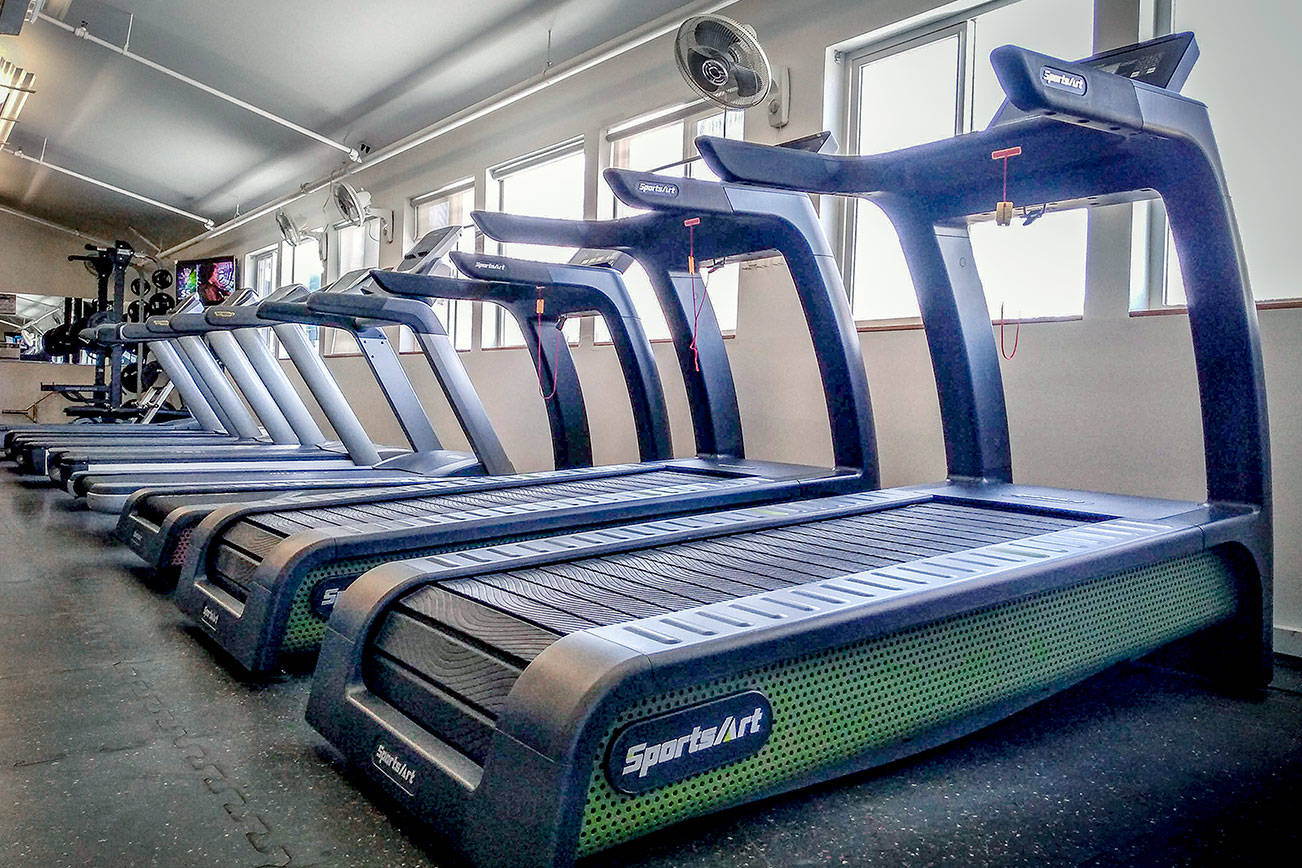 Samena Swim & Recreation Club now hosts two human-powered treadmills that will allow members to participate in a global Earth Day contest to see who can generate the most power in five minutes. Samena Swim & Recreation Club / courtesy photo