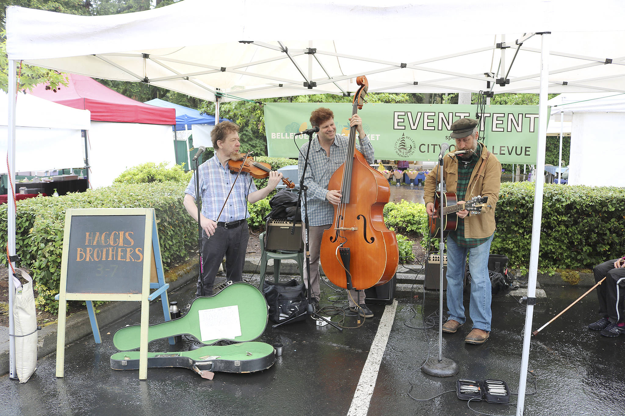 The Haggis Brother played live music at Bellevue Farmers Market opening day on May 16. Stephanie Quiroz/staff photo