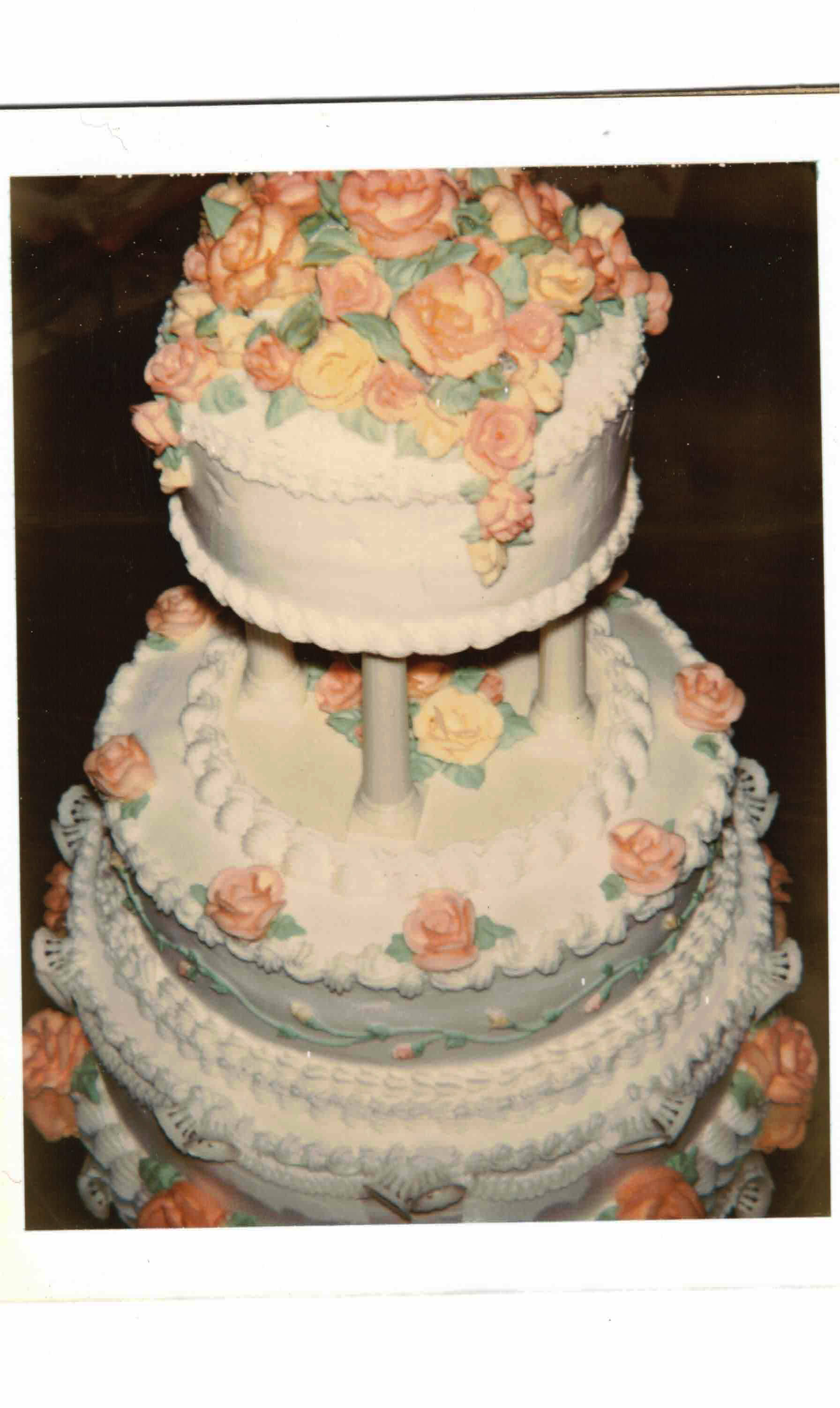 Photo courtesy/Sharon Graham                                The first cake Sharon made shown on a Polaroid picture. It was made for a friend from church and used a buttercream frosting.