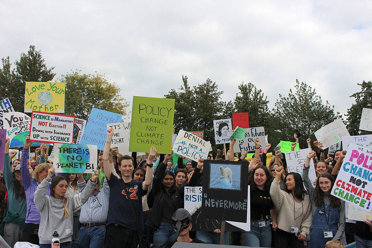 Madison Miller/staff photo                                Hundreds of protesters gathered Friday for the climate strike.