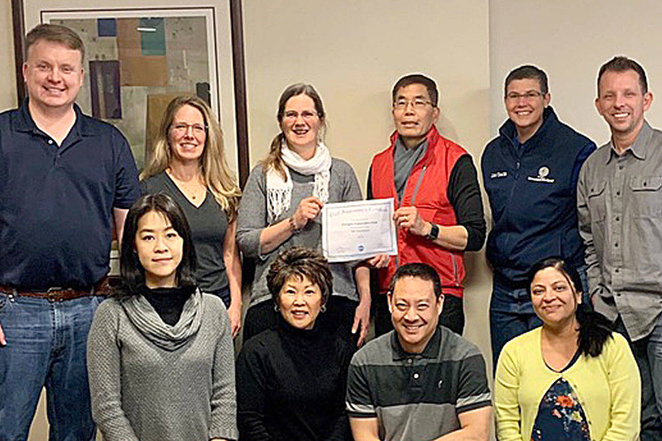 Back row, from left: Eric Vaughn, Lisa Dreher and Hope Maltz, Hideo Fujita, Sheri Campbell, Warren Mainard. Front row, from left to right: Jenny Chang, Kendy Sasaki-Ross, Rob Kamihana and Monika Kannadaguli. Photo courtesy Eastgate Expounders